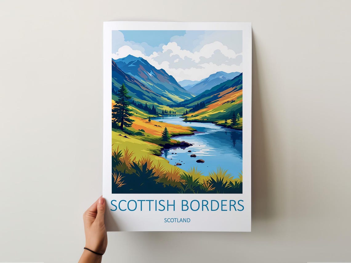 Scottish Borders Scotland Mountain River Valley Hills Poster - Image 6