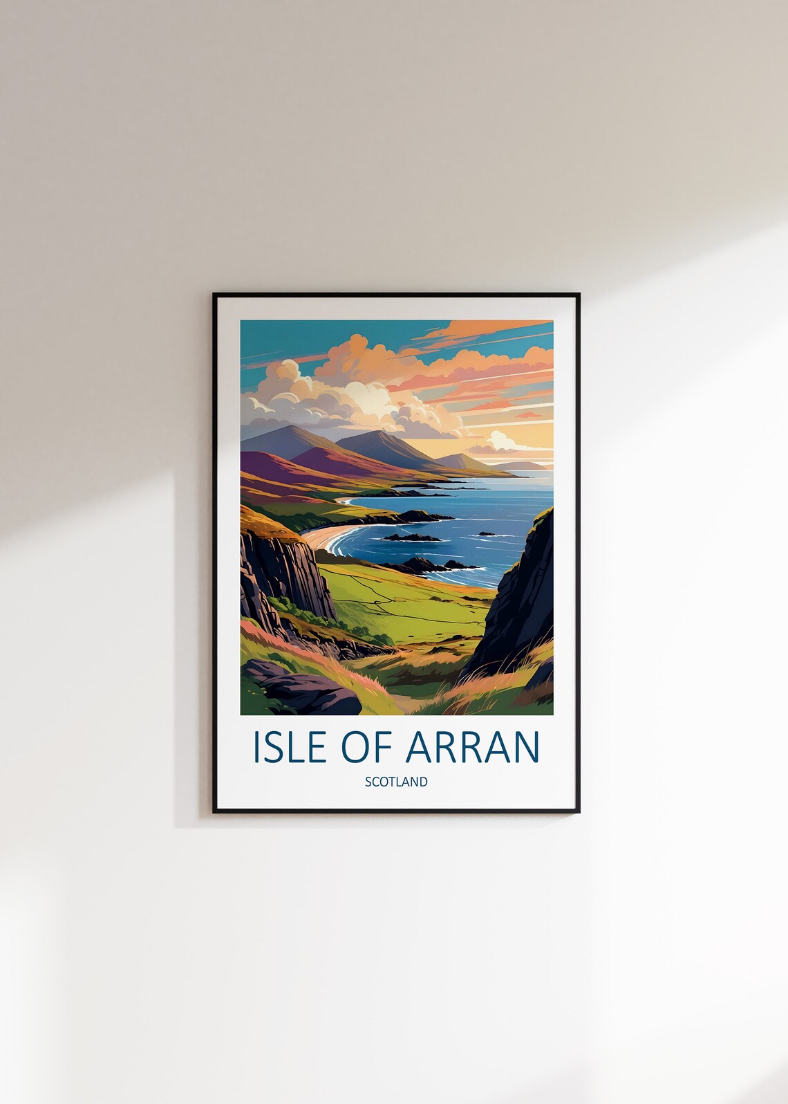 Isle of Arran Scotland Coastal Cliffs Mountain Sunset View Poster - Image 2