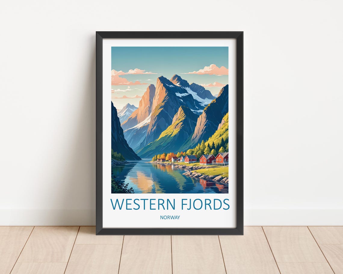 Fjords Print Western Fjords Norwegian Fjords Travel Print Norway Gifts Western Fjords Norway Norway Print Scandinavian Wall Art