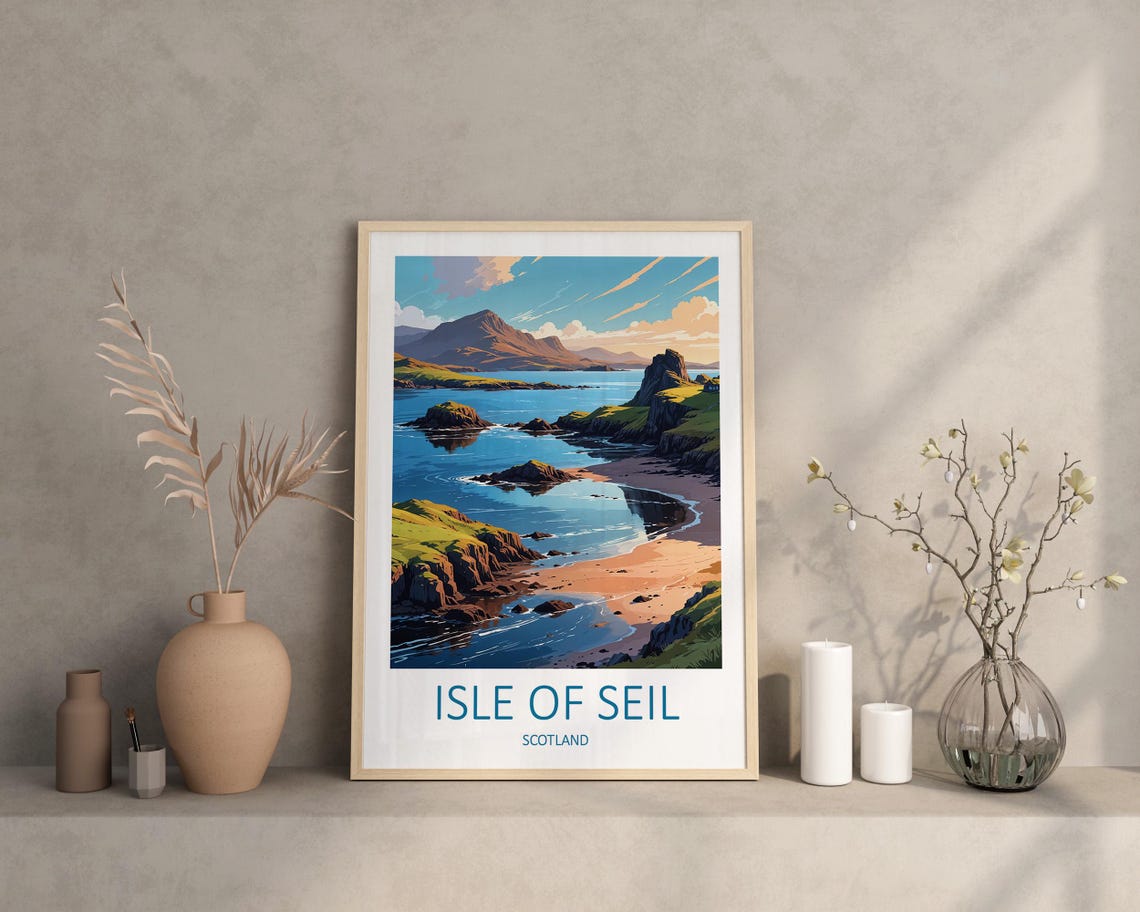 Isle Of Seil Travel Print Scottish Islands Scotland Print Scotland Travel Print Scottish Gifts Isle Of Seil Poster Travel Gift For Him - Image 2
