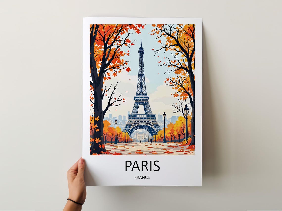Paris France Eiffel Tower Framed by Golden Autumn Leaves Poster - Image 5