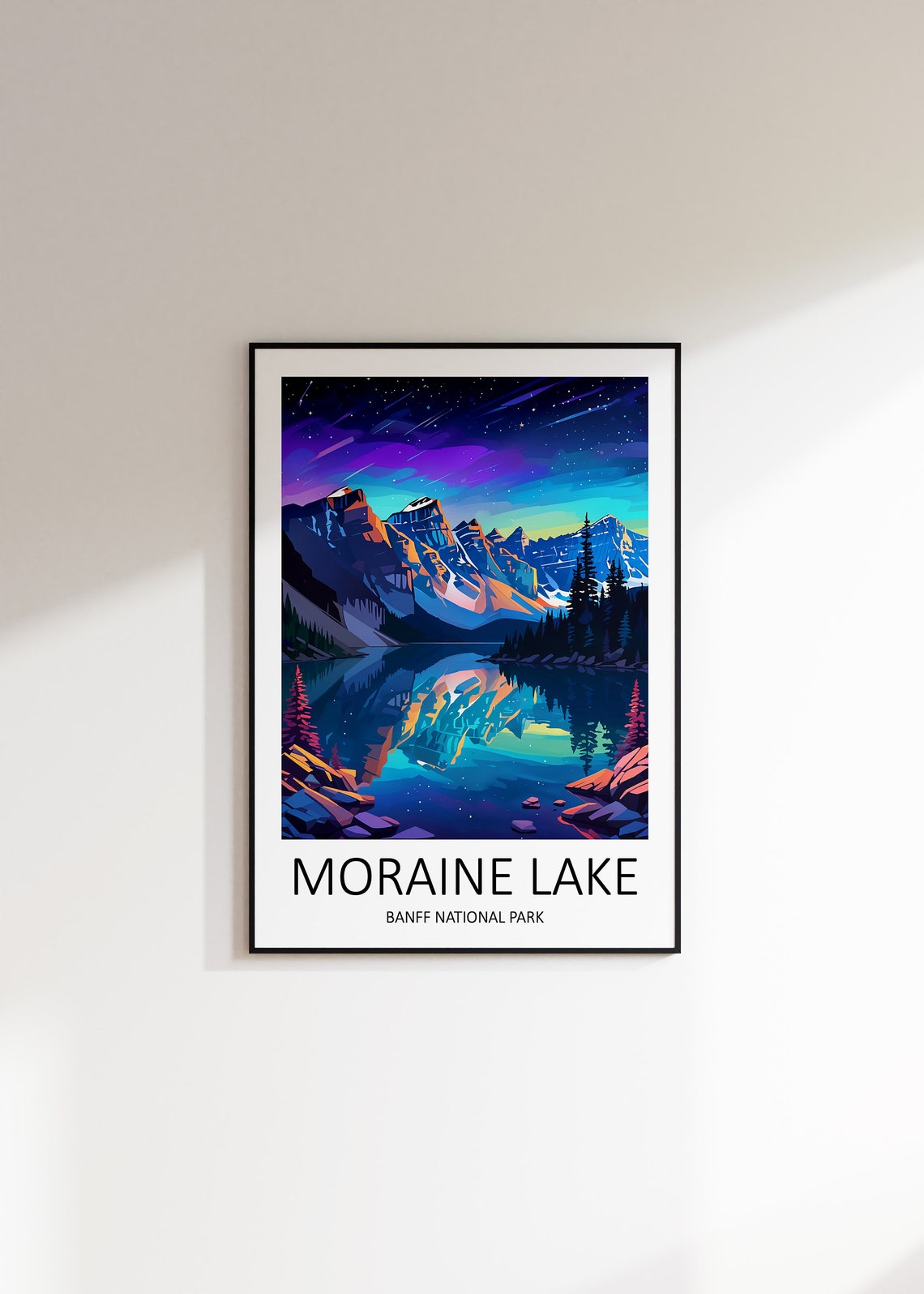 Moraine Lake Banff Starry Night Peak Reflection Travel Poster - Image 2