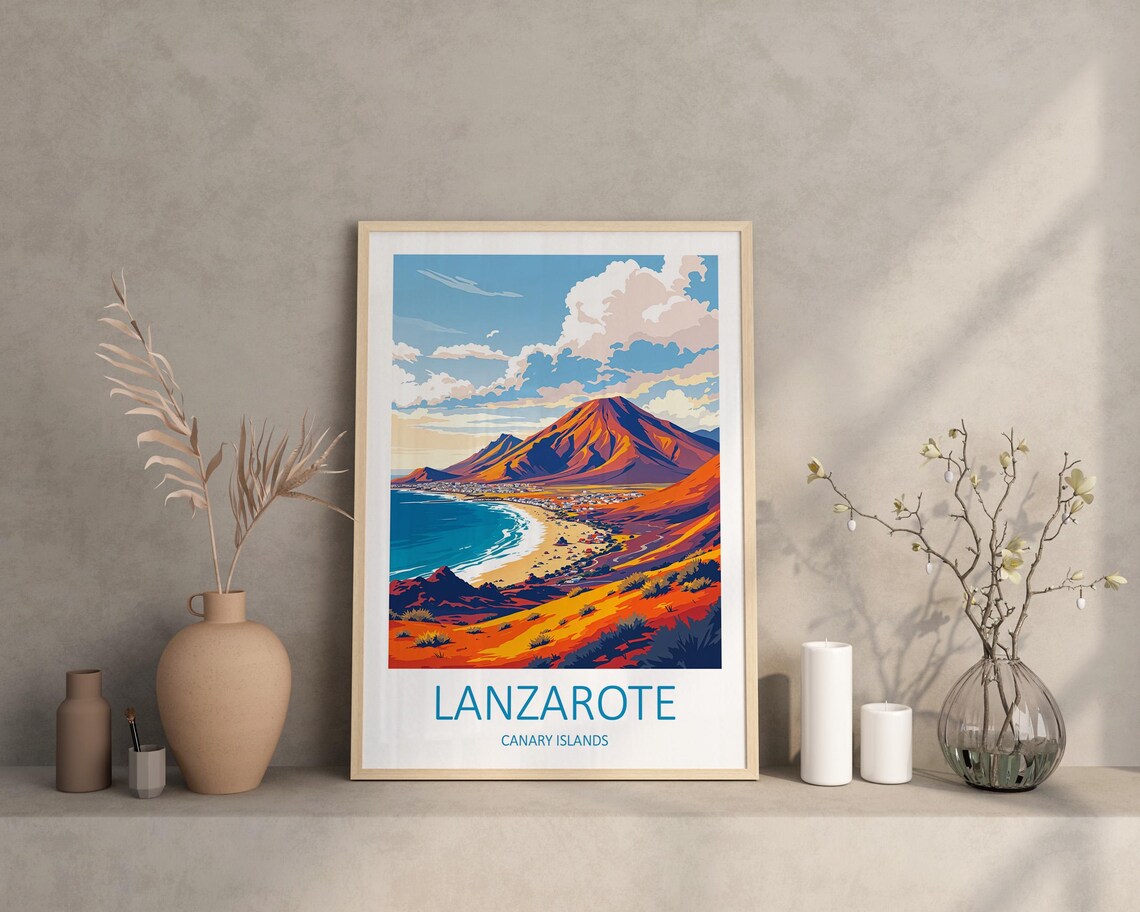 Lanzarote Travel Print Lanzarote Wall Art Canary Islands Print Lanzarote Poster Spain Print Lanzarote Gifts Spanish Print Travel Wall - Image 2