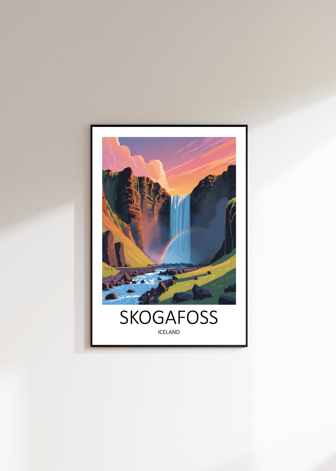 Iceland Print Iceland Poster Iceland Travel Print Skogafoss Print Skogafoss Iceland Iceland Wall Art Travel Gift Iceland Art Print - Image 3