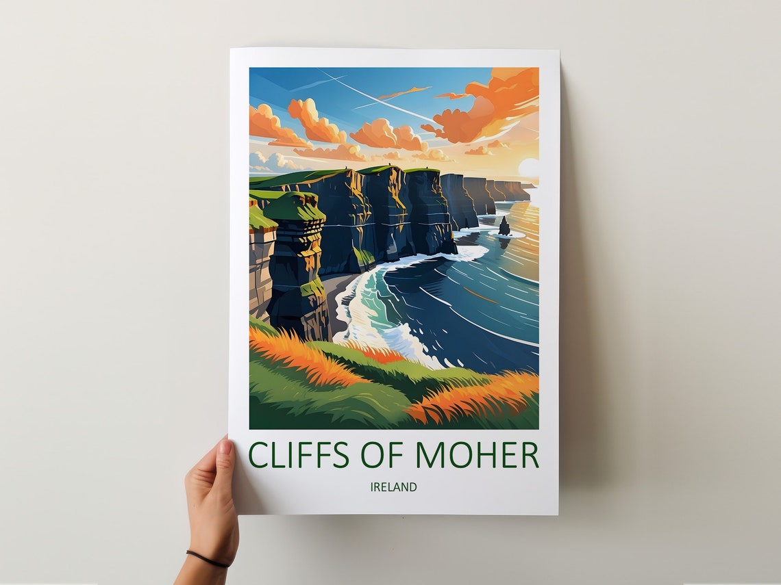 Cliffs of Moher Ireland Sea Cliffs at Sunset Over the Ocean Poster - Image 5