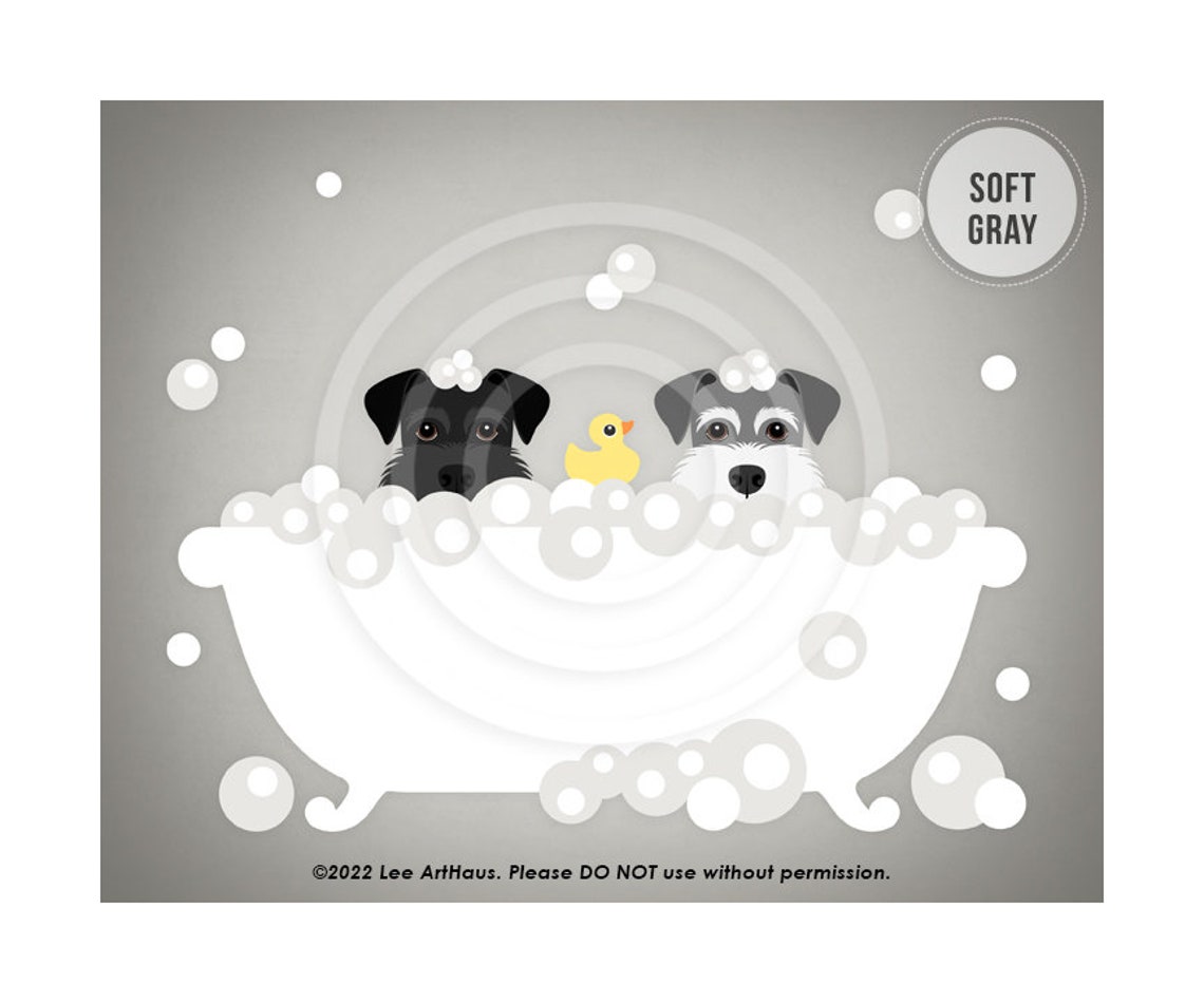 Two Schnauzers In Bubble Bath With Rubber Duck Funny Dog Poster - Image 3
