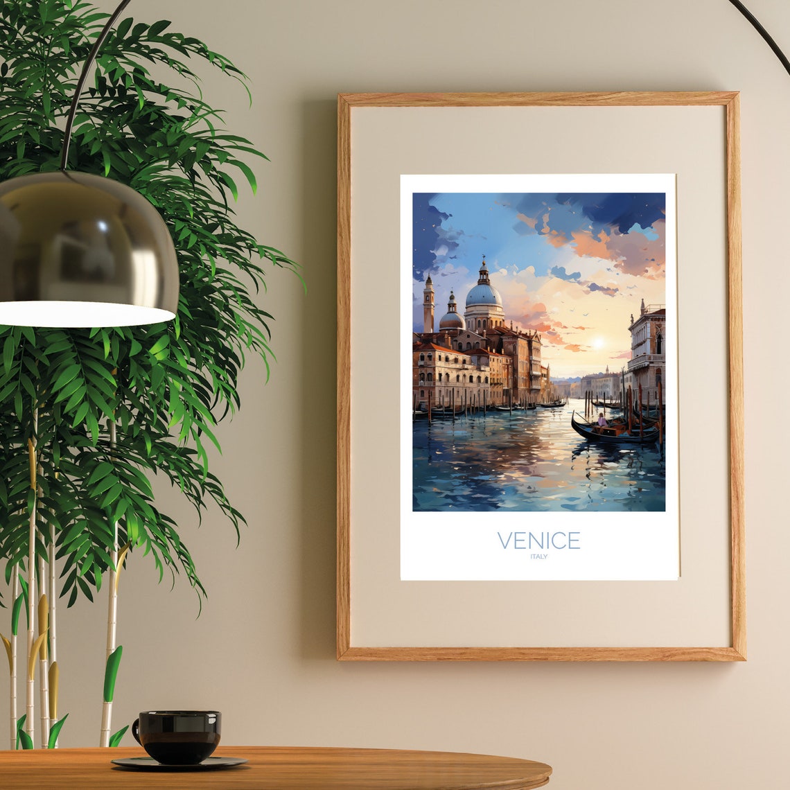 Venice Canal Sunset Gondola Painterly Evening Glow Water Poster - Image 3