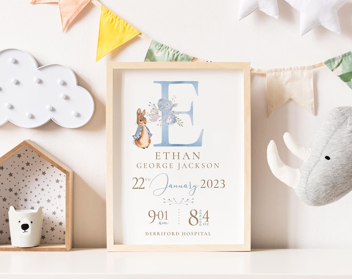 New Baby Girl Birth Keepsake Art Print - Image 3