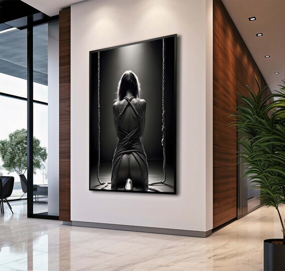 Japanese Rope Art Woman Black and White Figure Study Fine Art Print