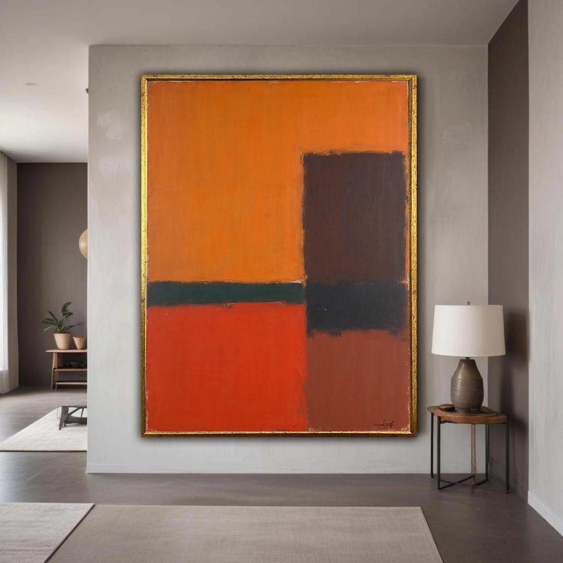 Burnt Orange Brown Abstract Color Field Modern Expressionist Poster