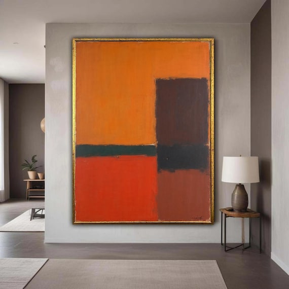 Mark Rothko Inspired Abstract Canvas Bold Color Blocks Wall Art Modern Orange Red Home Decor Minimalist Geometric Gift