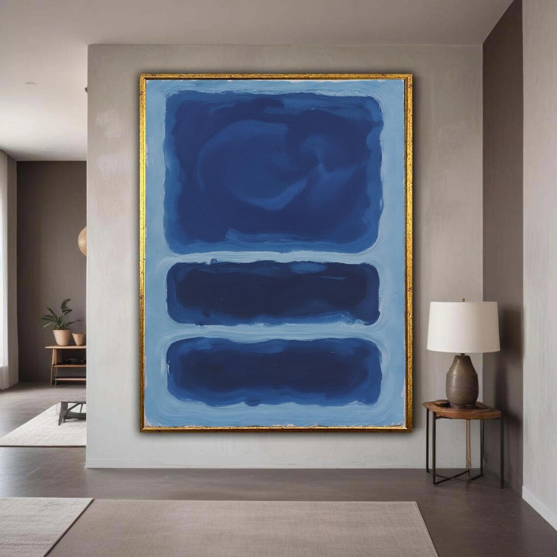 Mark Print Abstract Blue Blocks Canvas Wall Art Rothko Modern Minimalist Home Decoration Contemporary Gift Decor