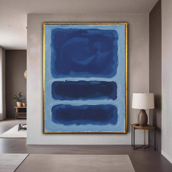 Mark Print Abstract Blue Blocks Canvas Wall Art Rothko Modern Minimalist Home Decoration Contemporary Gift Decor