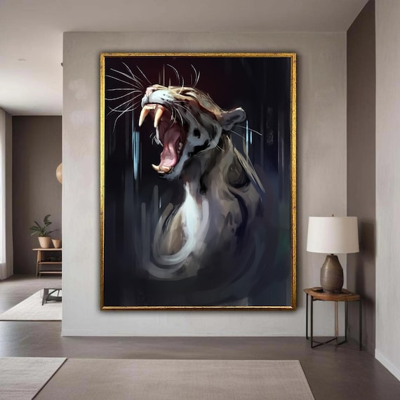 Fierce Roaring Tiger Canvas Wildlife Animal Print Jungle Predator Wall Art Modern Painting Bold Gift Home Decor