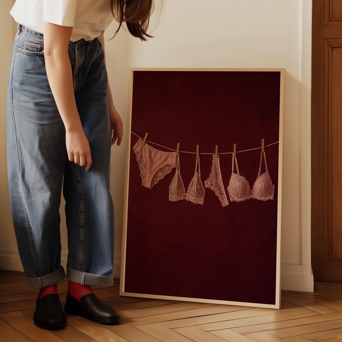 Pink Lingerie Fashion Art Print