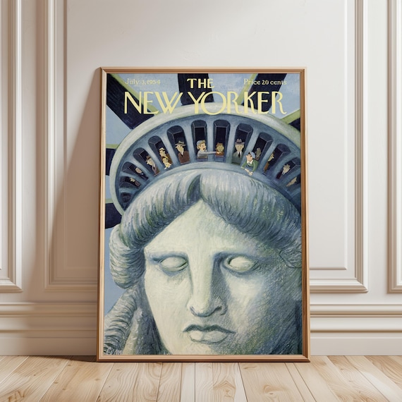 Vintage Statue Of Liberty Magazine Cover Print New York Landmark Wall Art Nyc Poster Americana Decor Historic City Gift