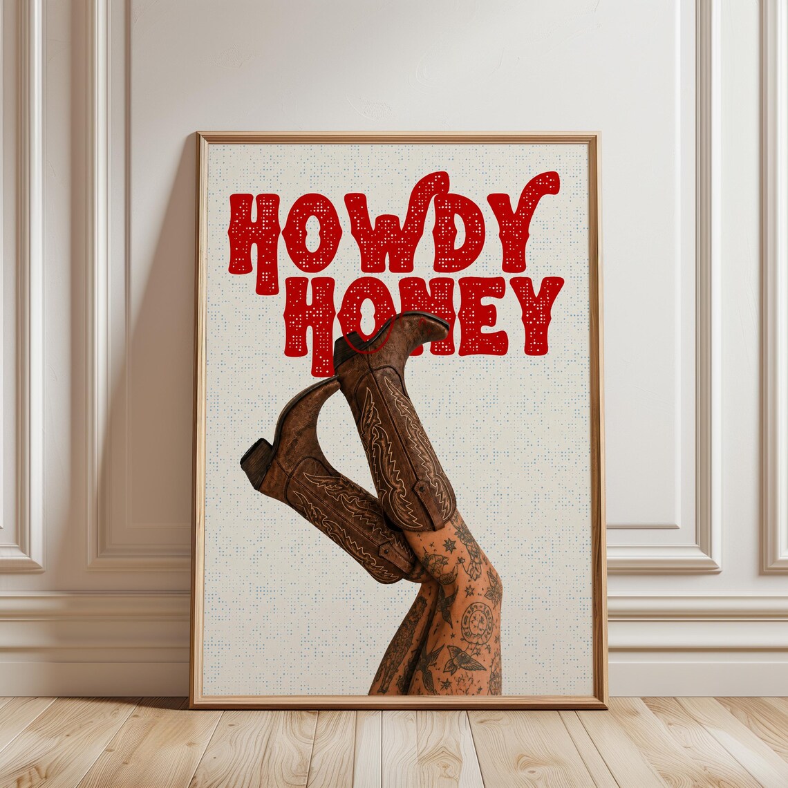Howdy Honey Cowboy Boots Western Wall Art Print