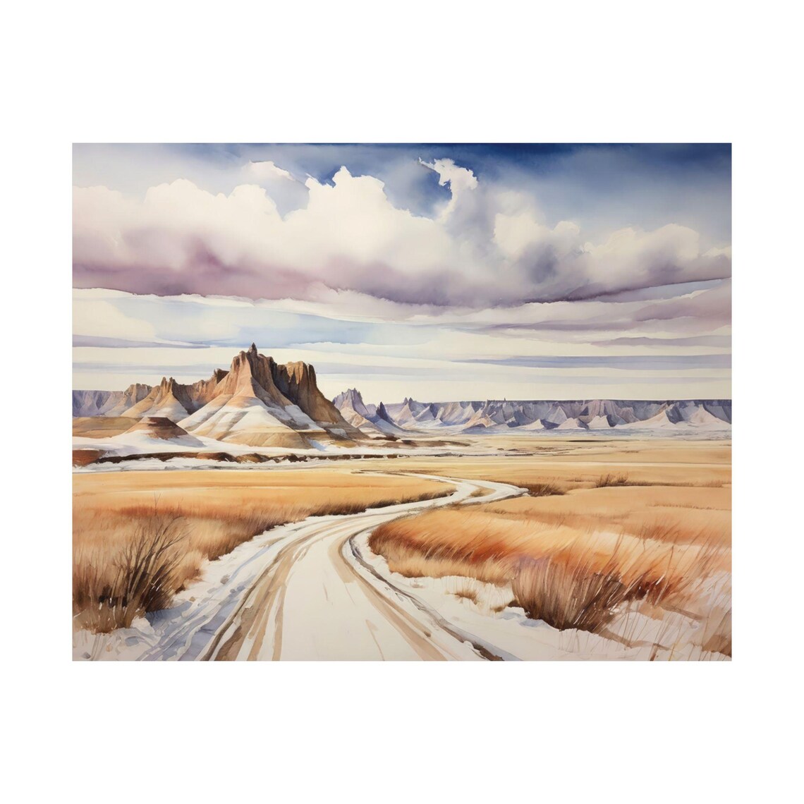 North Dakota Badlands Country Road Travel Poster