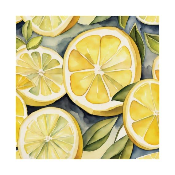 Lemon Slices Watercolor Print Fruits Artwork Square Kitchen Wall Art Food From A Painting 02