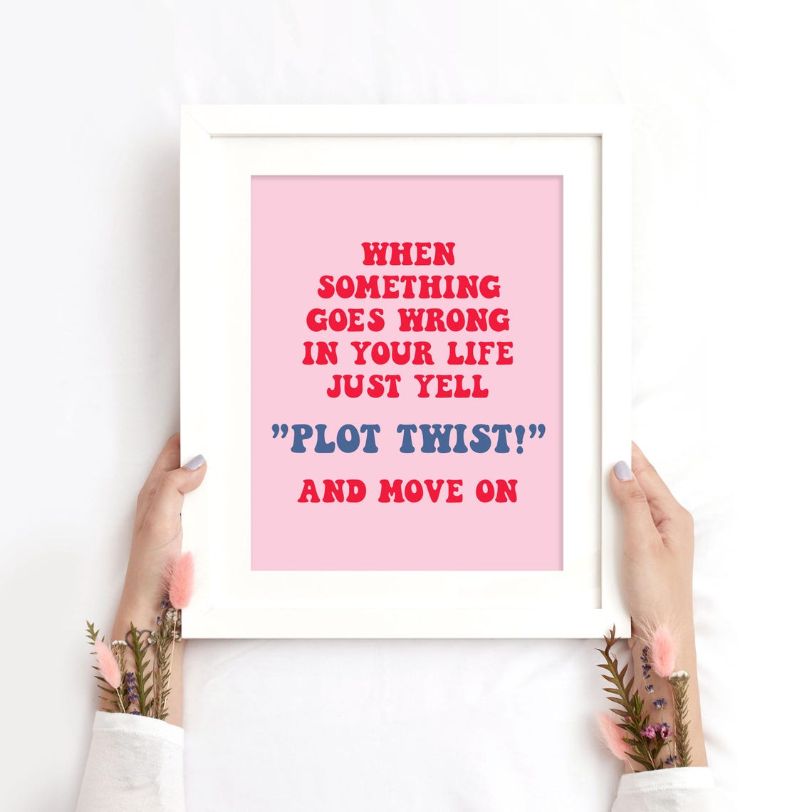 Plot Twist Just Yell Funny Quote Poster Pink Retro Bedroom Decor - Image 2