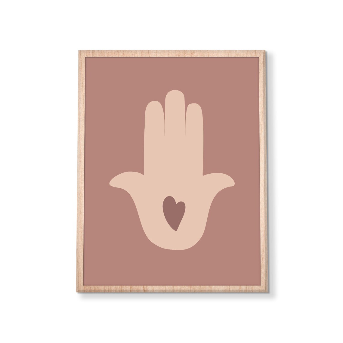 Hamsa Hand Heart Pink Minimalist Spiritual Protection Boho Poster - Image 3
