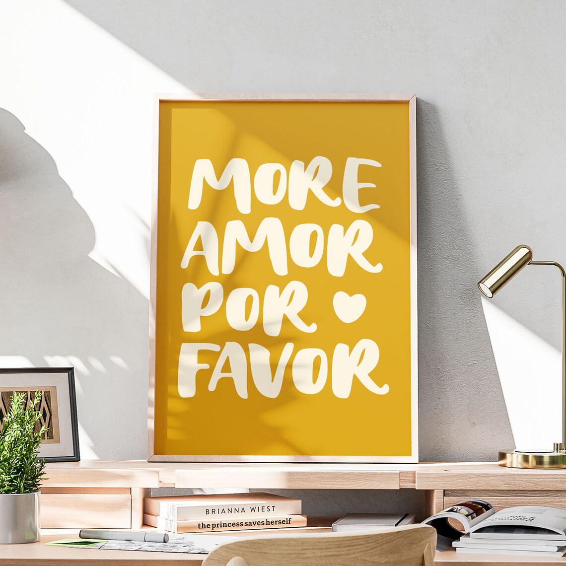 More Amor Por Favor Mustard Spanish Love Bedroom Quote Poster - Image 3