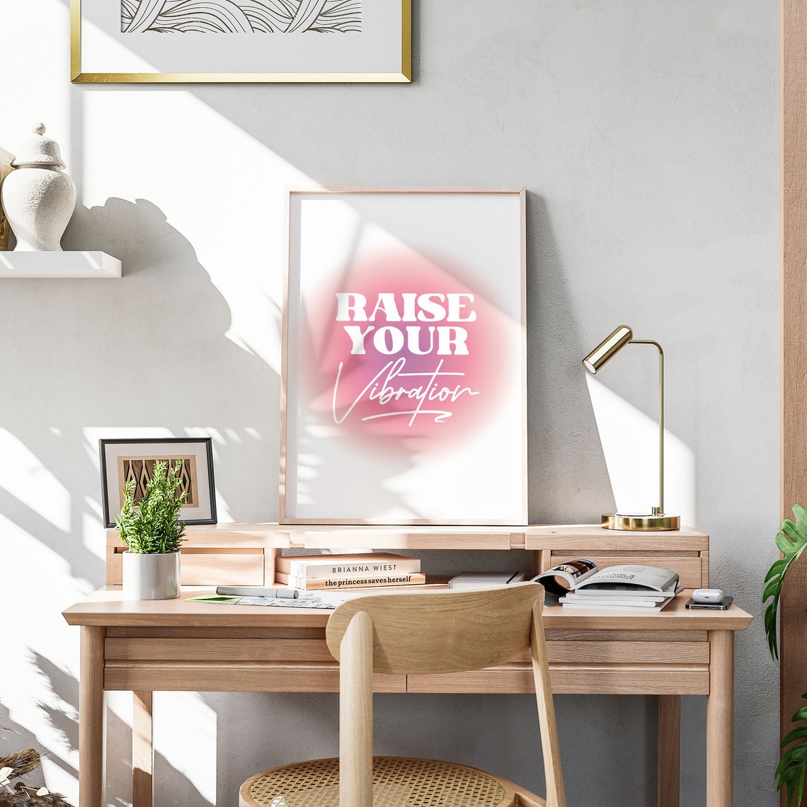 Raise Your Vibration Quote Poster Pink Aura Manifestation Decor - Image 3