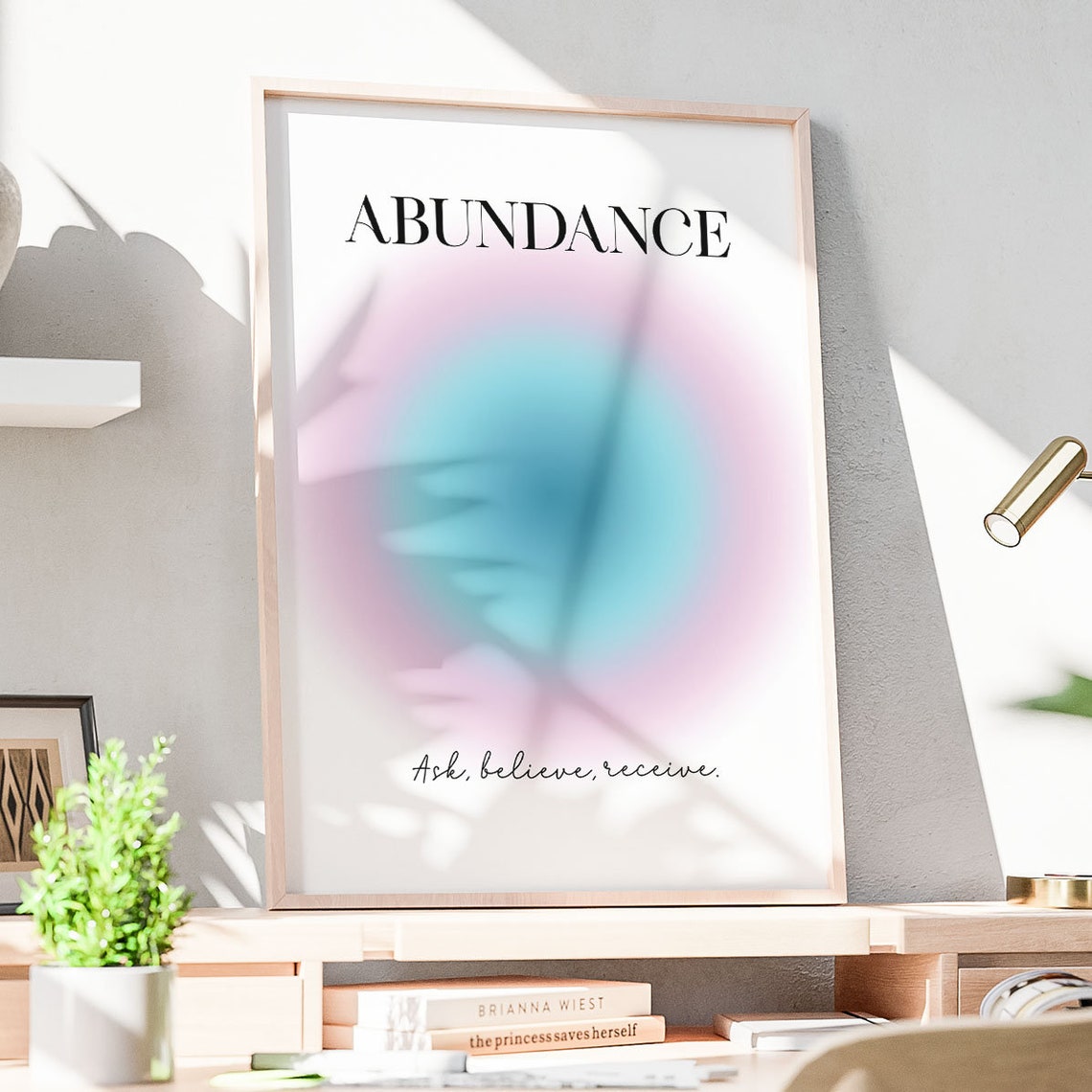 Abundance Aura Gradient Ask Believe Receive Manifestation Poster - Image 3