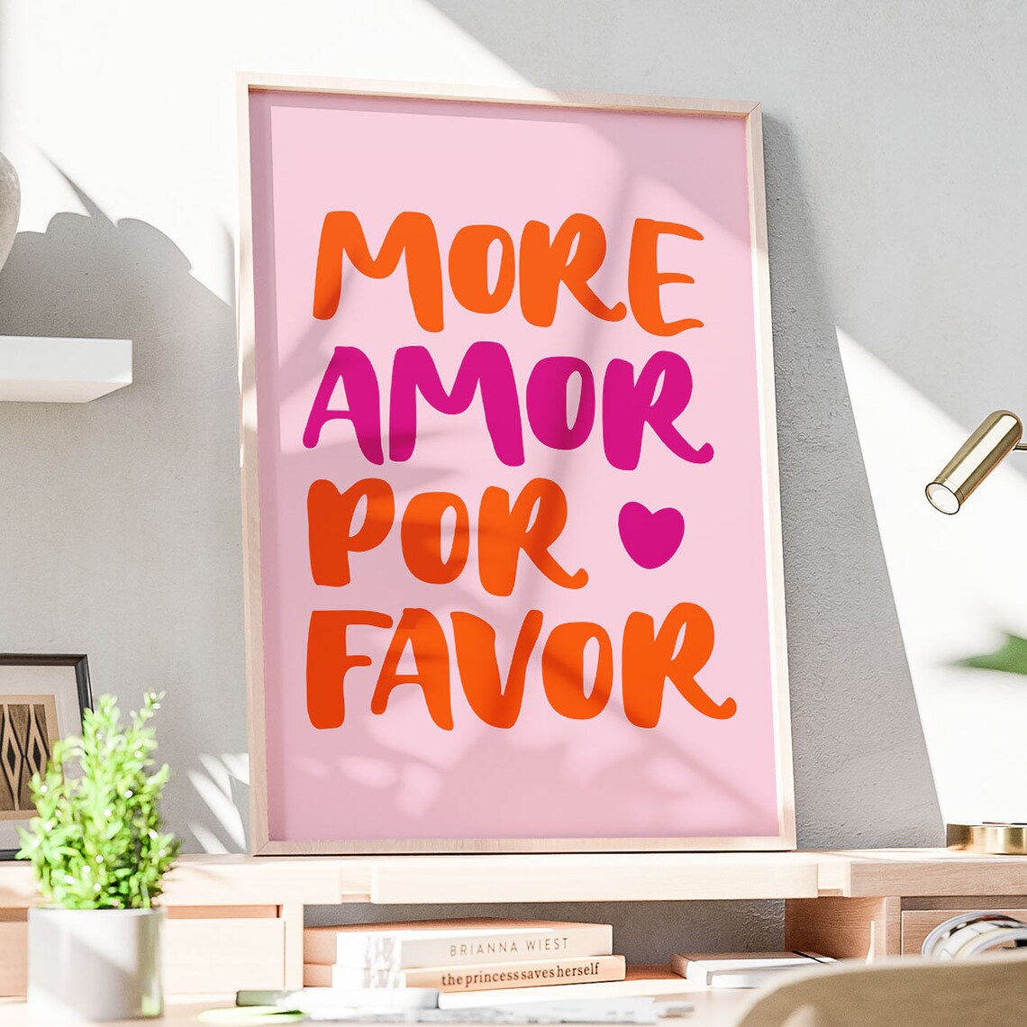 More Amor Por Favor Spanish Love Quote Poster Pink Bedroom Decor - Image 3