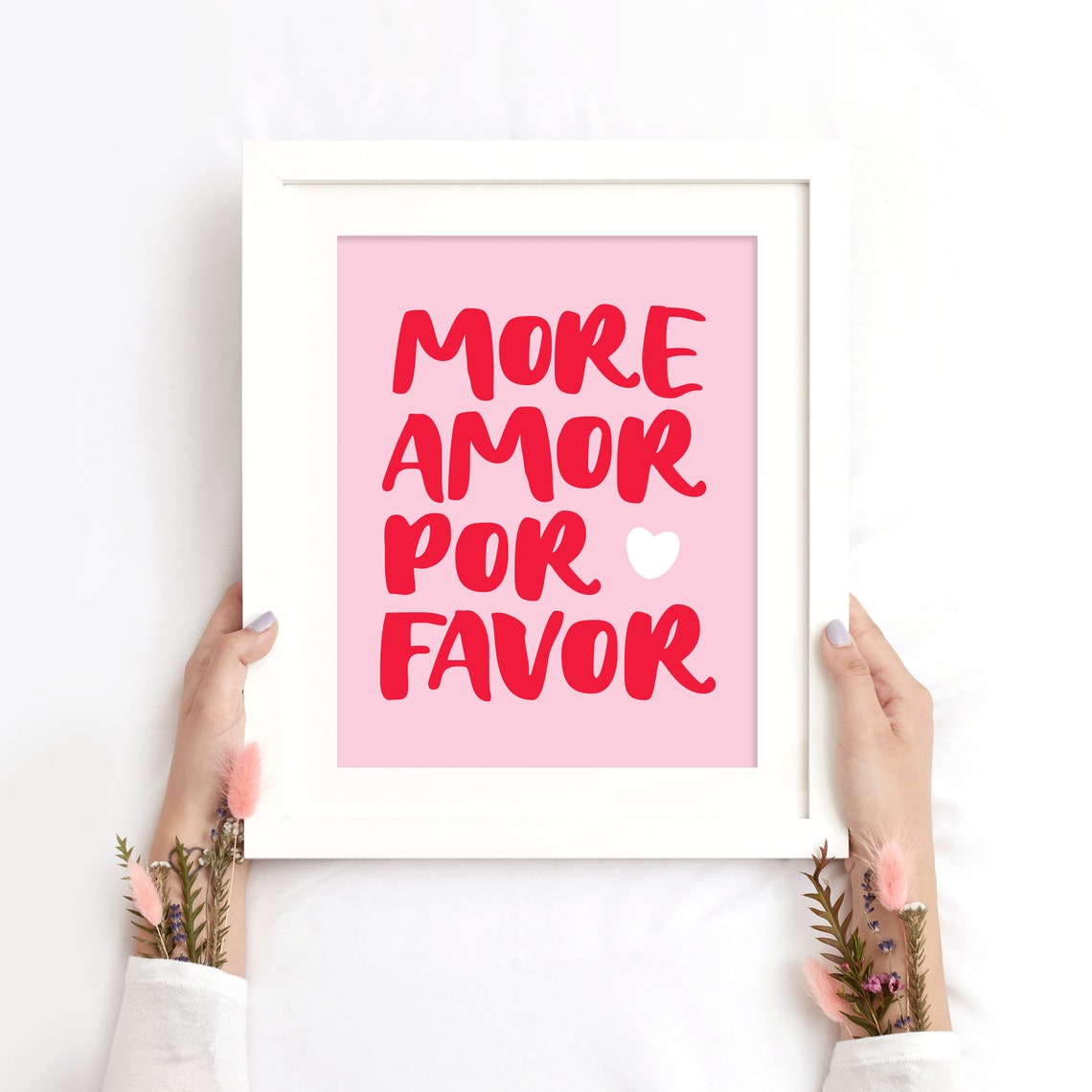 More Amor Por Favor Pink Red Bold Brush Script Love Quote Poster - Image 2