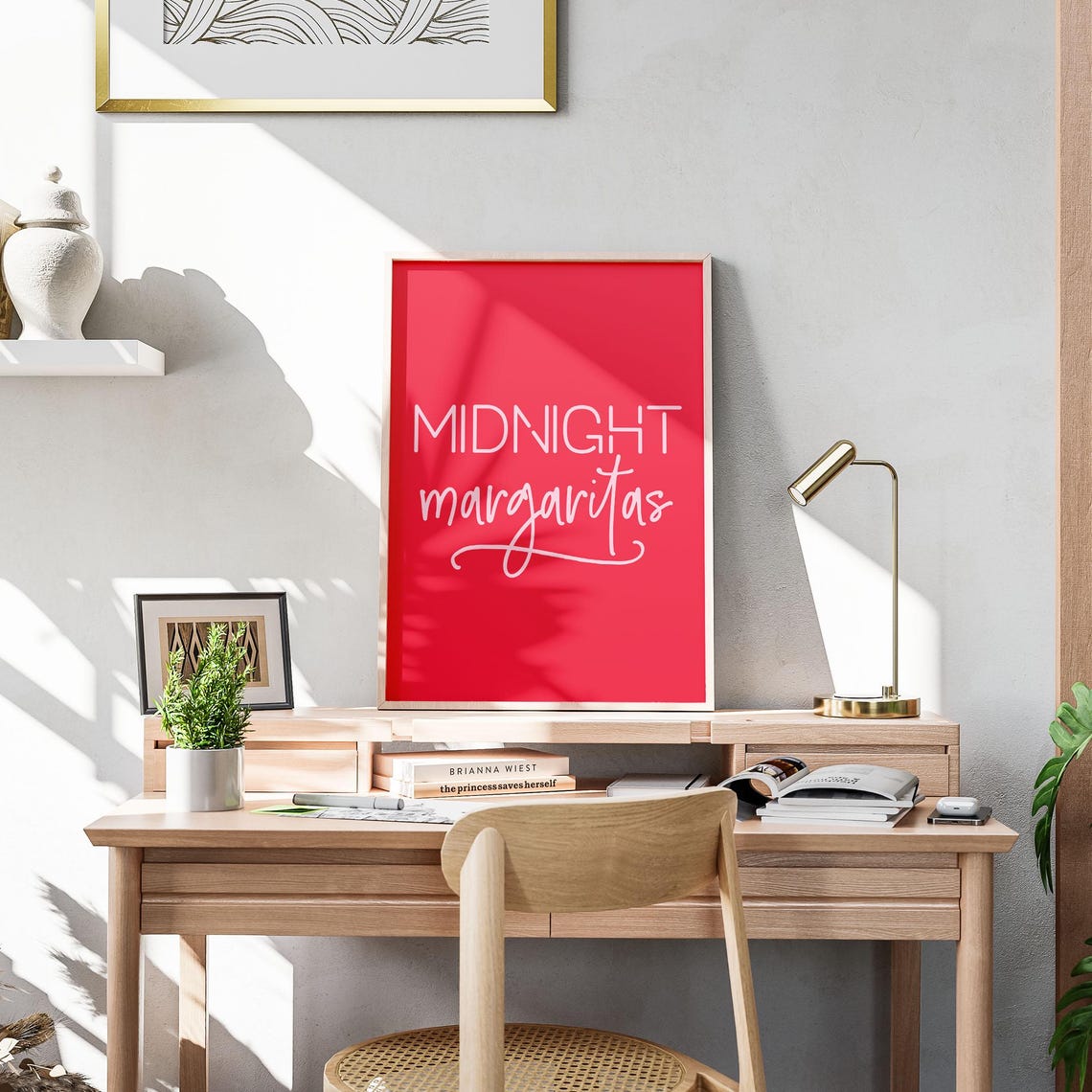 Midnight Margaritas Script Bold Red Cocktail Party Bar Decor Poster - Image 3