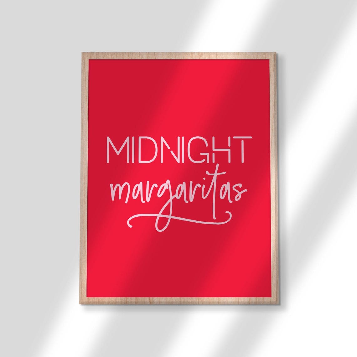 Midnight Margaritas Script Bold Red Cocktail Party Bar Decor Poster - Image 2
