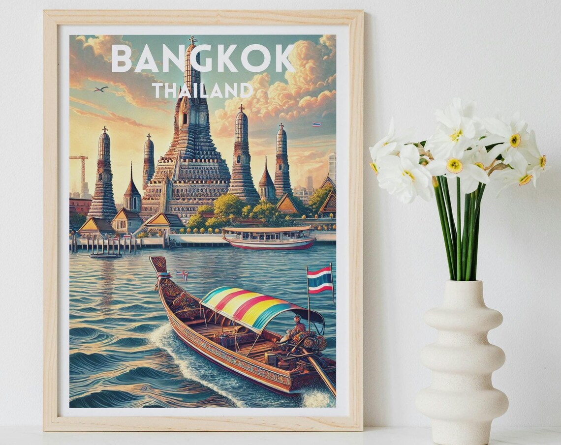Bangkok Travel Print Thailand Travel Poster Travel Decor Wall Art Thailand Temple Poster Bangkok Lovers Wall Art Modern Home Decor Gift