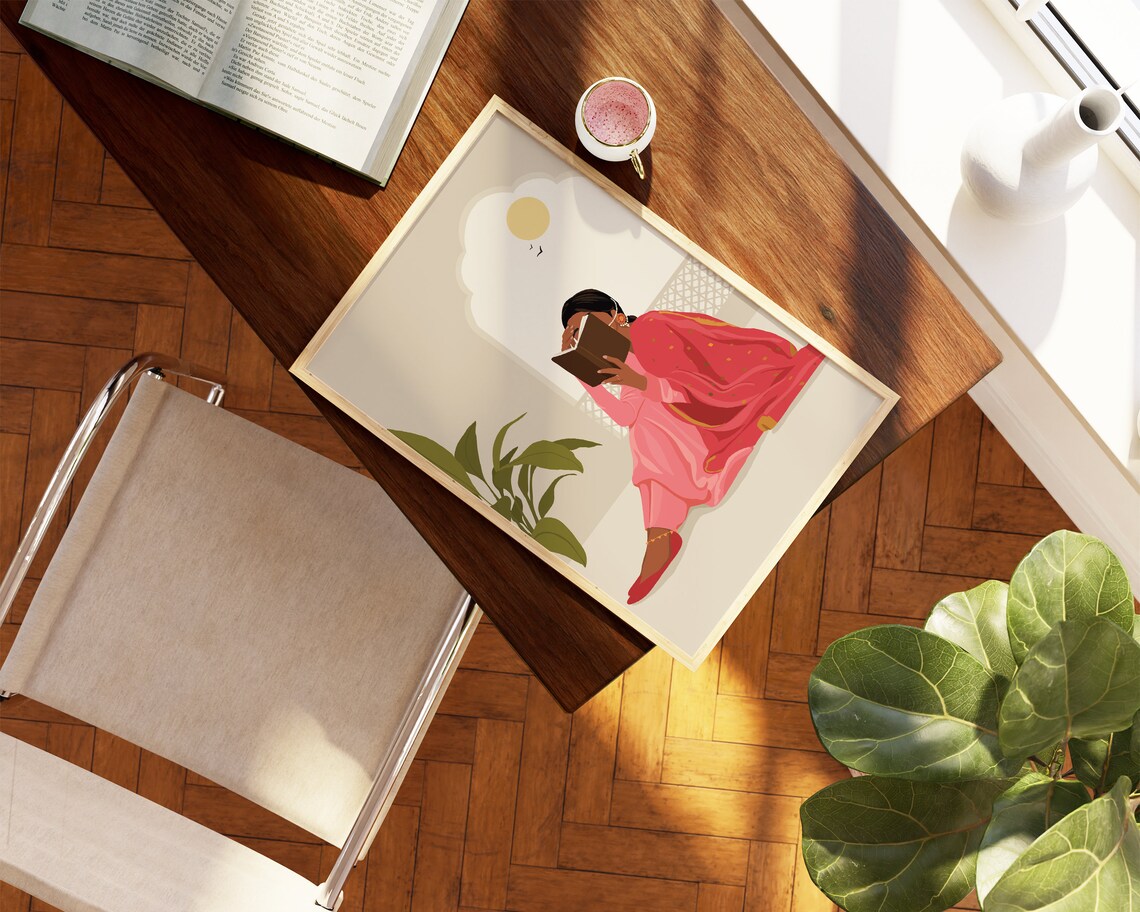 Indian Woman Reading - Boho Art - Image 3