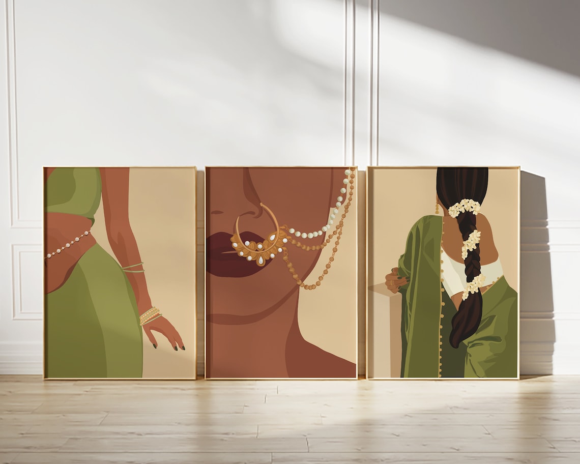 Indian Woman Portrait Art Print, South Asian Art - Image 3