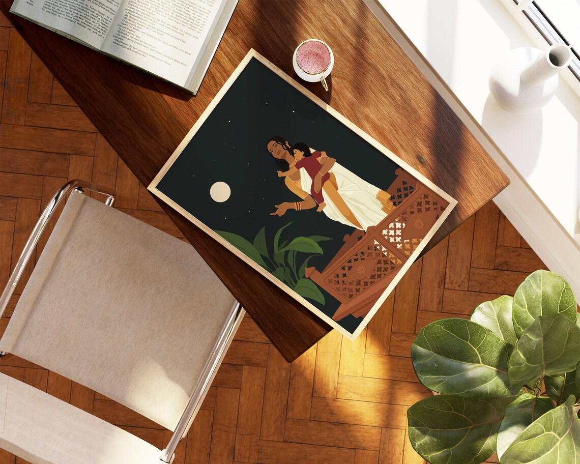 Indian Mother Child Poster, South Asian Art Gift - Image 3