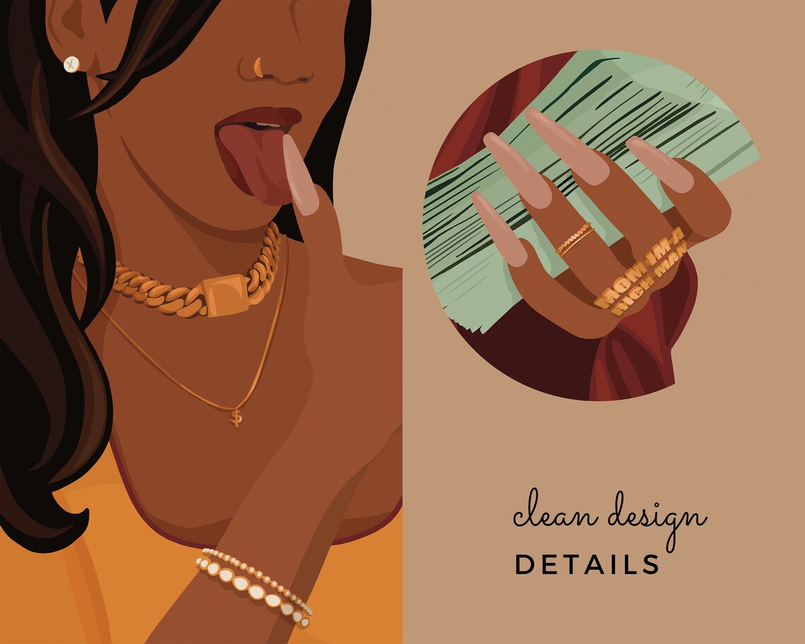 Rich Indian Woman Desi Art Print, South Asian Art - Image 3