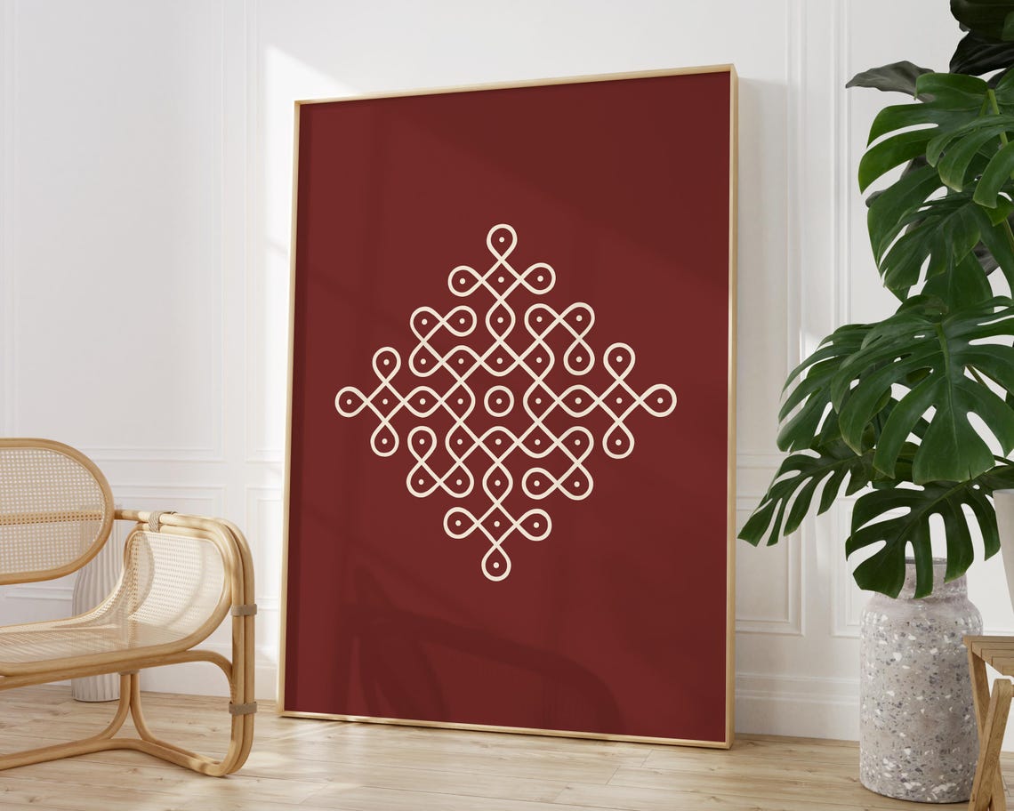 Rangoli Art Muggu Art Kolam Wall Art Desi Art South Asian Art Indian Art Tamil Art Brown Girl Art Alpana Prints South Indian Prints - Image 2