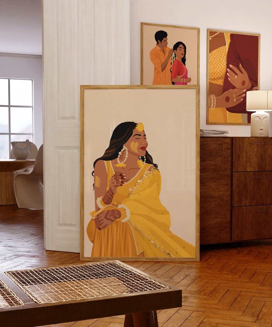 Indian Couple Art, Indian Wedding Couple Portrait - Image 3