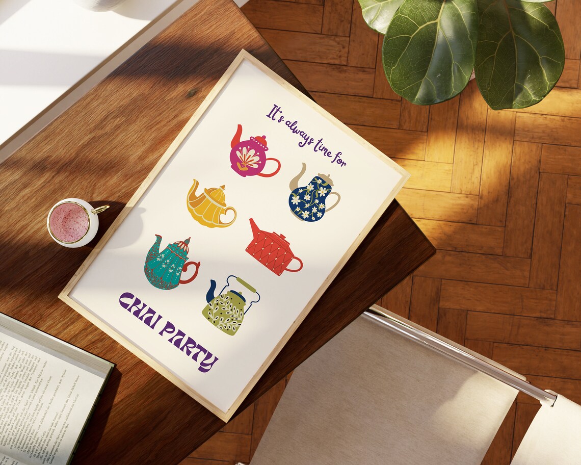 Chai Party Art Print, Indian Kitchen Decor - Image 3