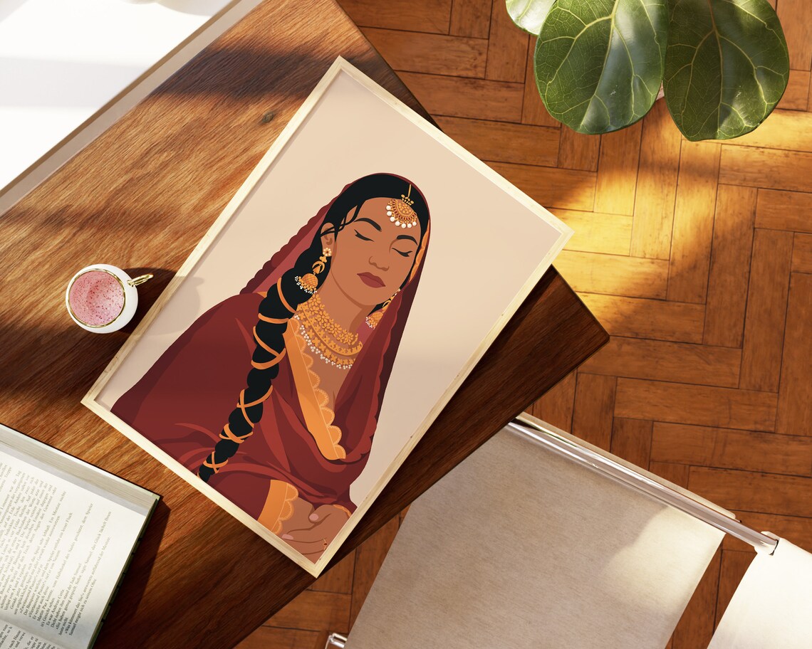 Punjabi Woman in Suit, Modern South Asian Art Print - Image 2