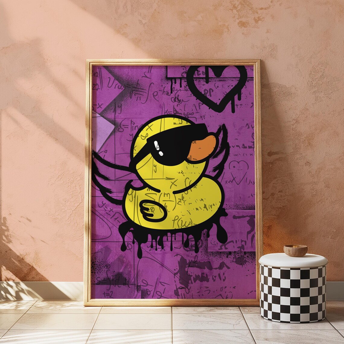 Cool Rubber Duck Graffiti Purple Street Art Bold Room Decor Poster