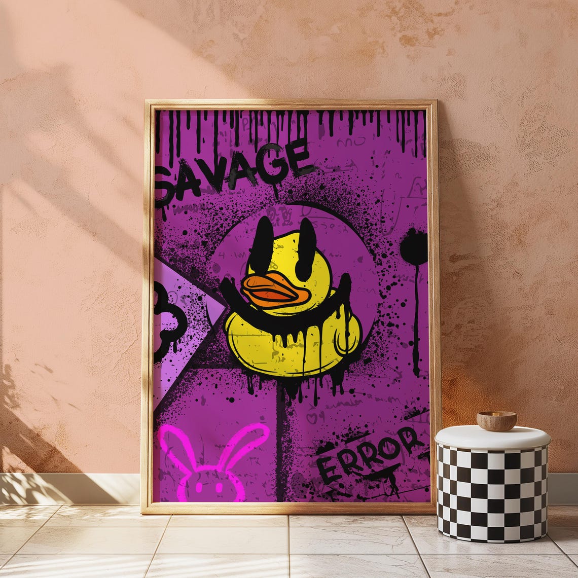 Savage Rubber Duck Graffiti Purple Punk Street Art Room Decor Poster