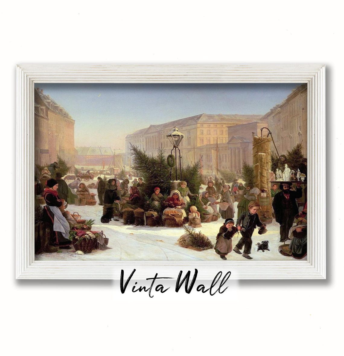 Christmas Tree Market Snowy Square Vintage Holiday Scene Poster - Image 3