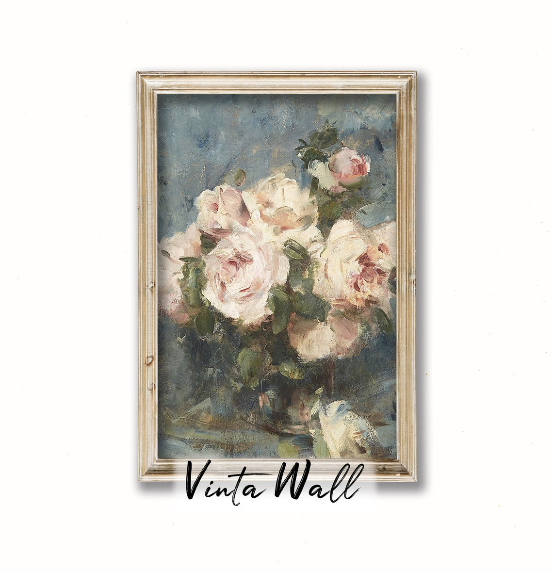 Soft Blush Pink Roses Impressionist Vintage Floral Still Life Poster