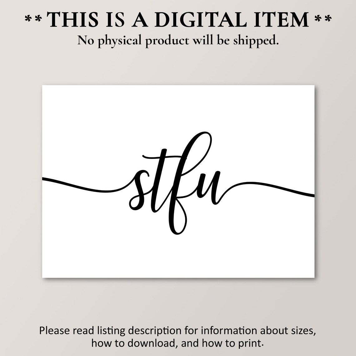 Stfu Funny Typography Poster, Rude Home Decor - Image 4