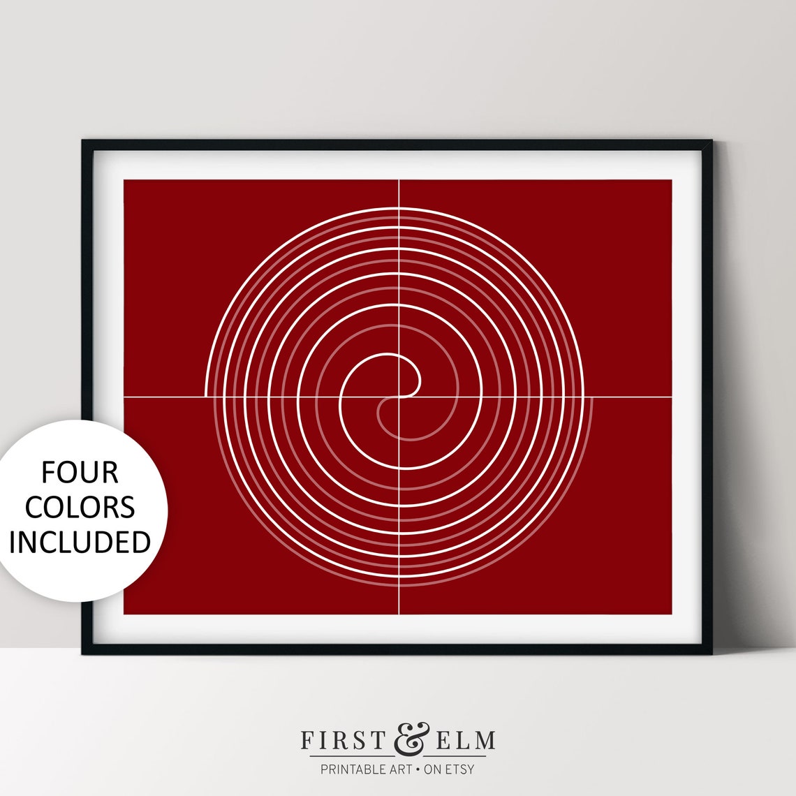 Fermats Spiral Red Geometric Math Minimalist Nerdy Science Art Print
