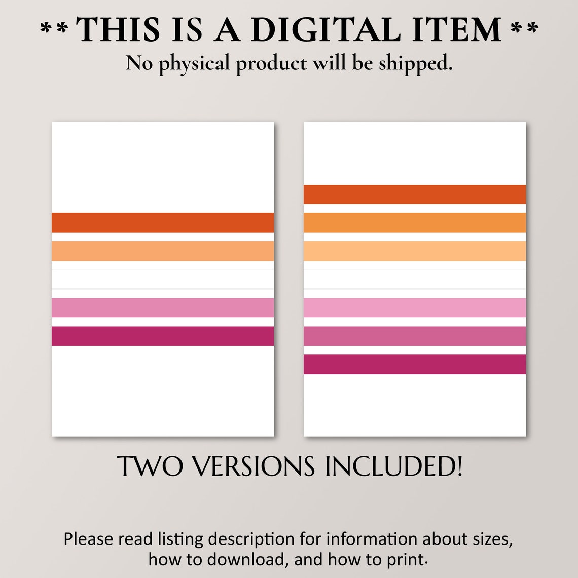 Lesbian Pride Flag Minimalist Stripe Poster Warm Tone Home Decor - Image 2