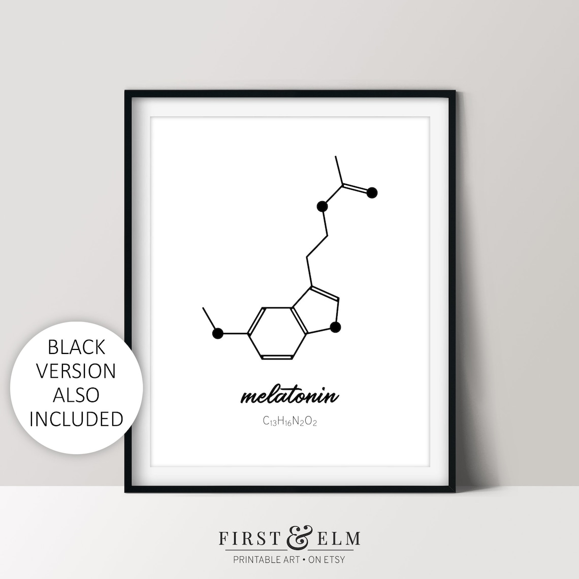 Melatonin Molecule Art Print, Nerdy Bedroom Decor