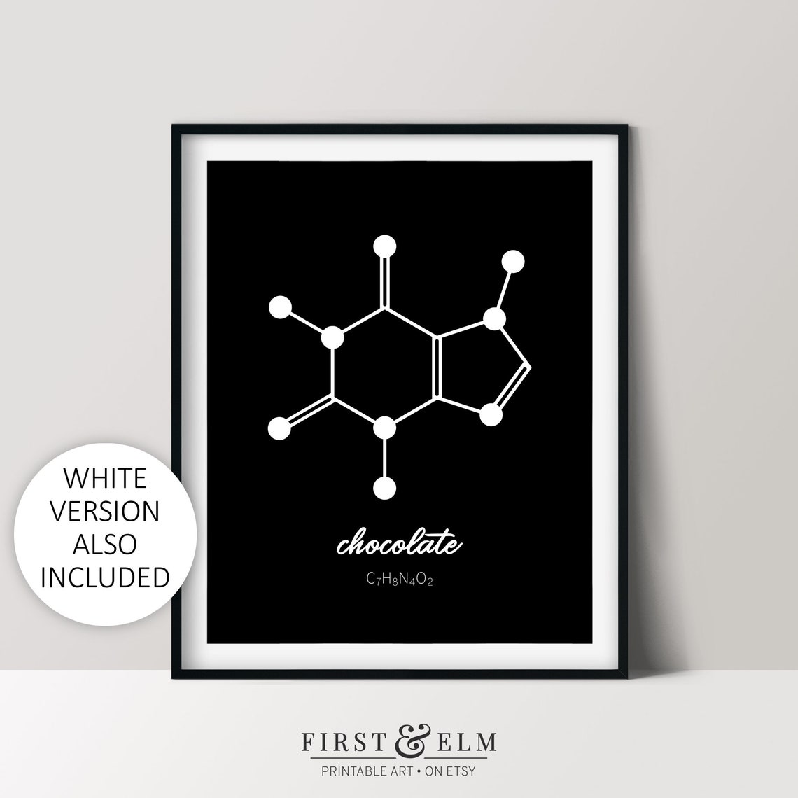 Chocolate Molecule Print Nerd Home Dcor Chocolate Lover Gift Idea